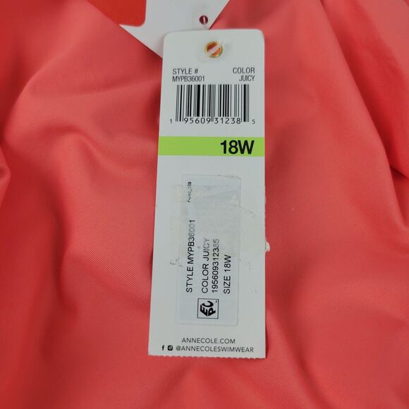 Anne Cole Swim Bottom Juicy Coral Convertible Shirred Bikini Womens Size 18W NWT - Picture 8 of 10